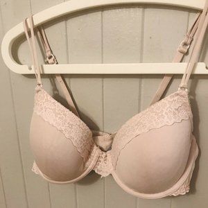 AERIE 36C Bra Pastel Pink Floral Lace & Bow *NICE*